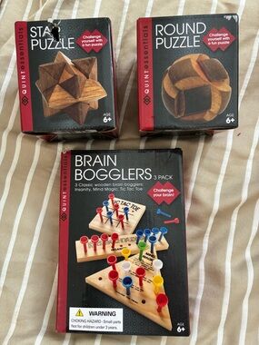 Brain Bogglers 3- pack wooden brain puzzles